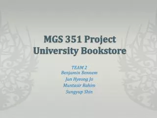 MGS 351 Project University Bookstore