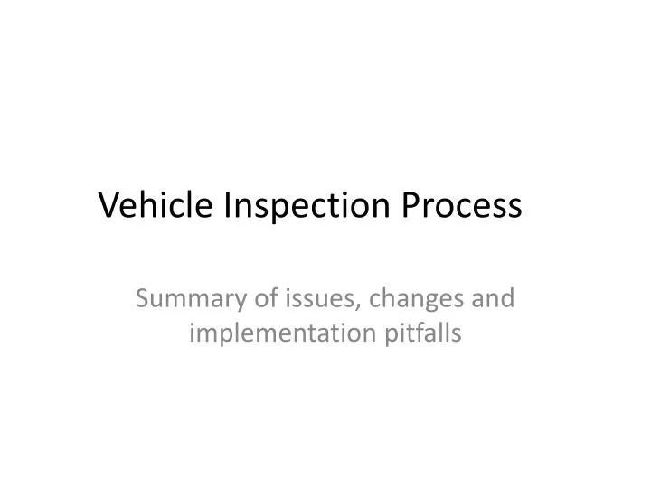 vehicle inspection process