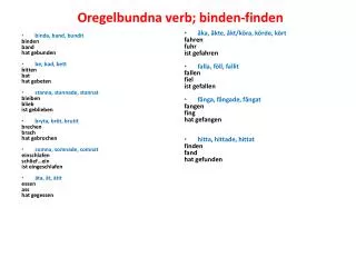 oregelbundna verb binden finden