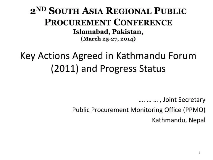 2 nd south asia regional public procurement conference islamabad pakistan march 25 27 2014