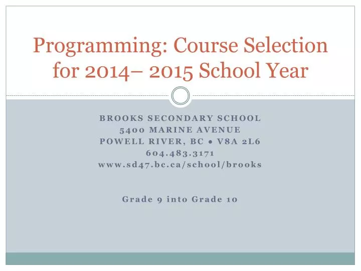 programming course selection for 2014 2015 school year
