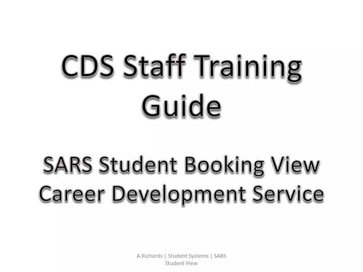 cds staff training guide sars student booking view career development service