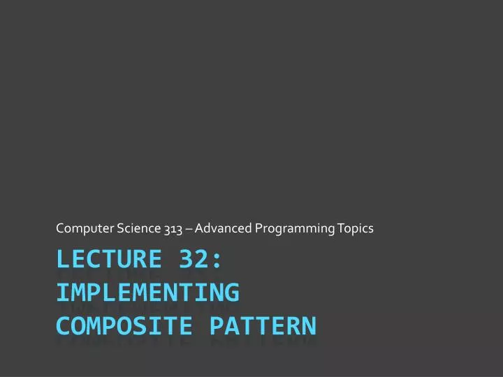 computer science 313 advanced programming topics