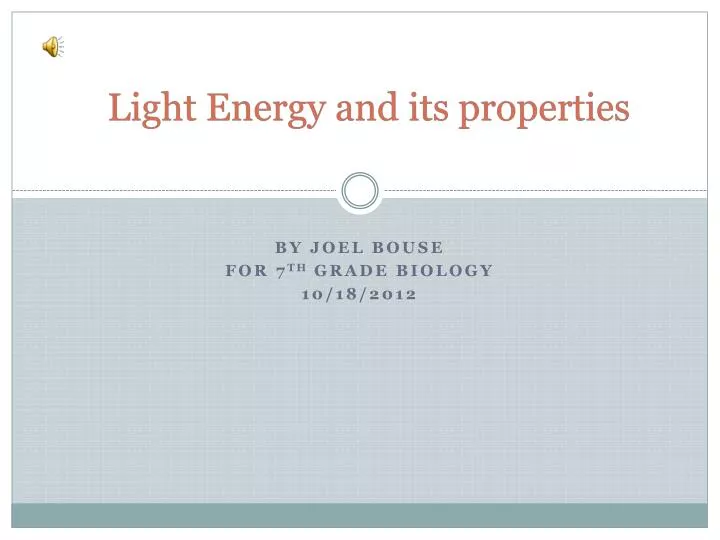 light energy and its properties