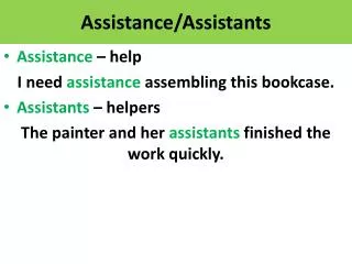 Assistance/Assistants