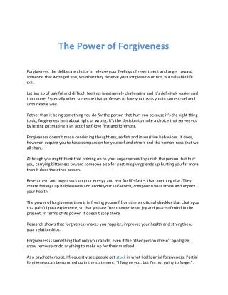 The Power of Forgiveness