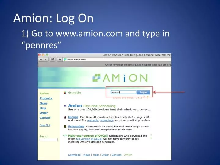 amion log on