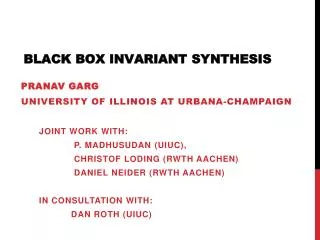 BLACK BOX INVARIANT SYNTHESIS