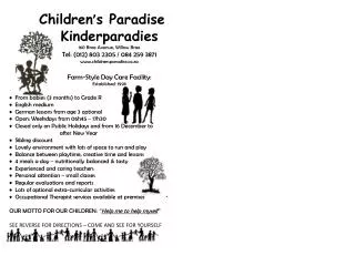Children ’ s Paradise Kinderparadies 160 Brae Avenue, Willow Brae