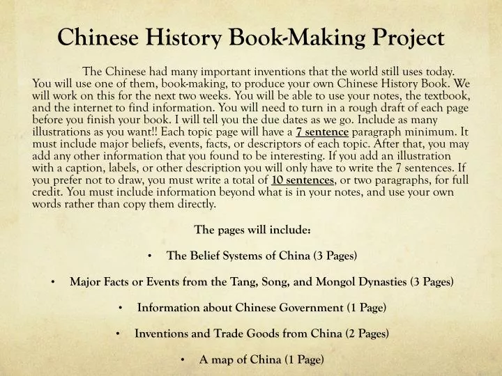 chinese history book making project