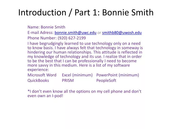 introduction part 1 bonnie smith