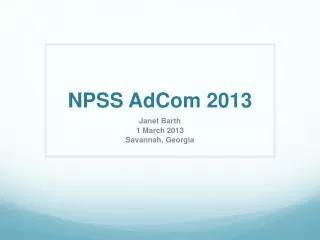 NPSS AdCom 2013