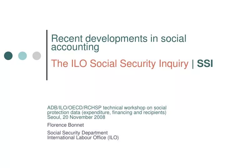 recent developments in social accounting the ilo social security inquiry ssi