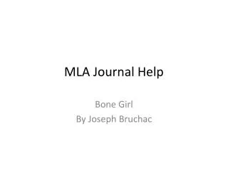MLA Journal Help