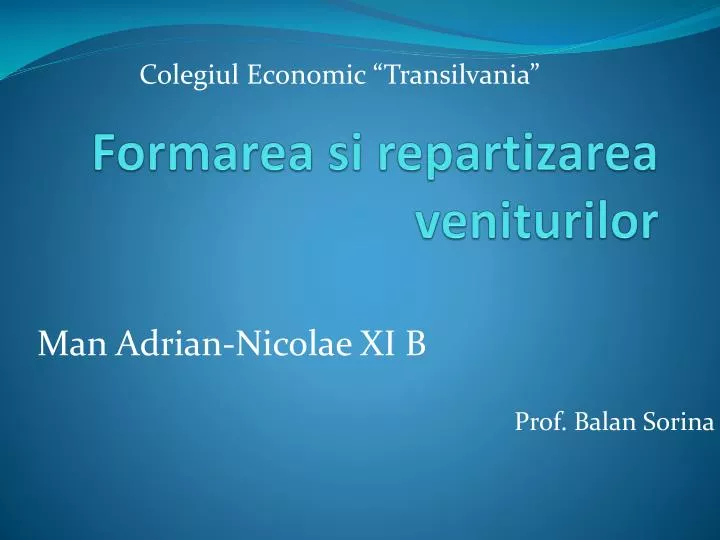 formarea si repartizarea veniturilor