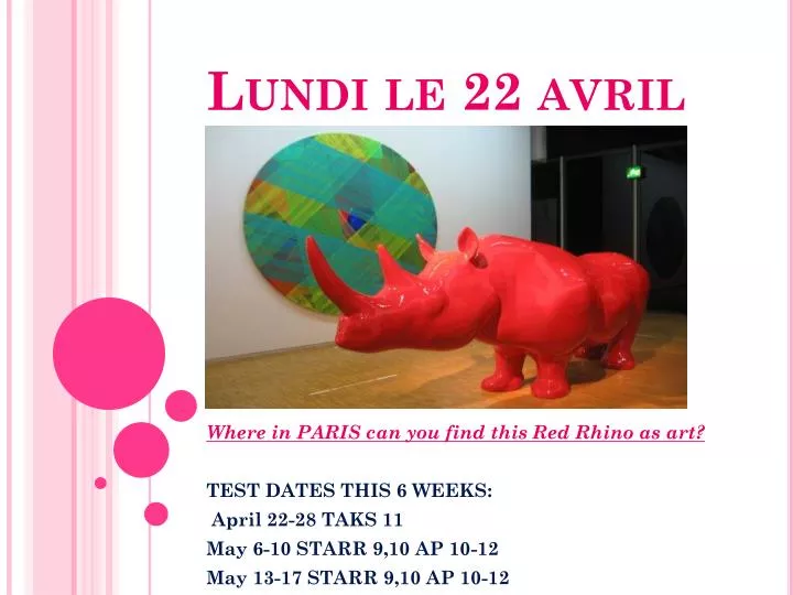 lundi le 22 avril