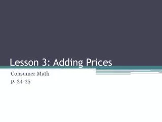 Lesson 3: Adding Prices