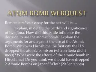 Atom Bomb Webquest