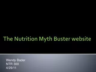 The Nutrition Myth Buster website