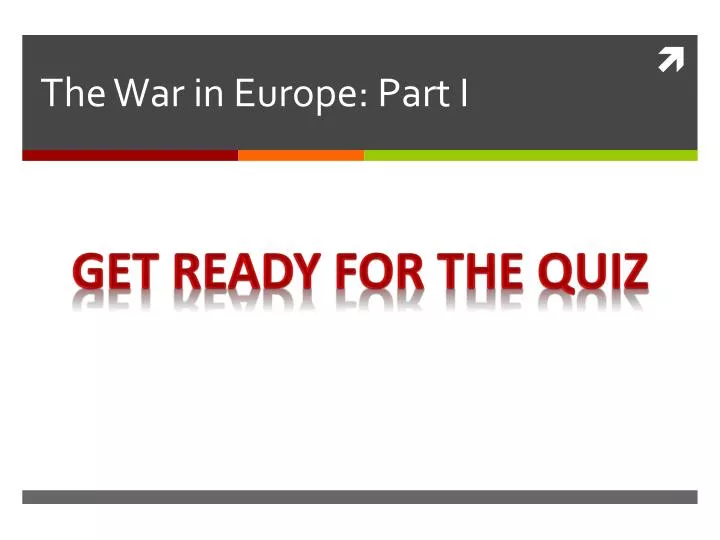 the war in europe part i