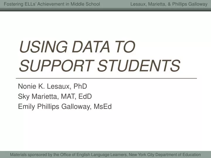 using data to support students
