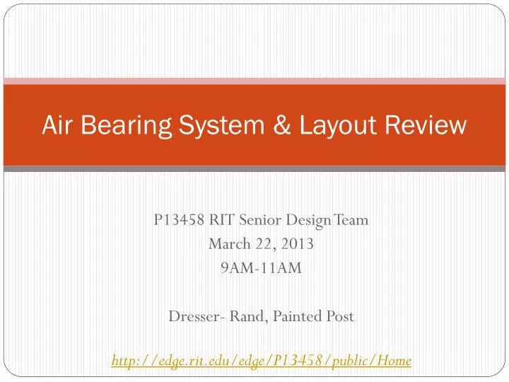 air bearing system layout review