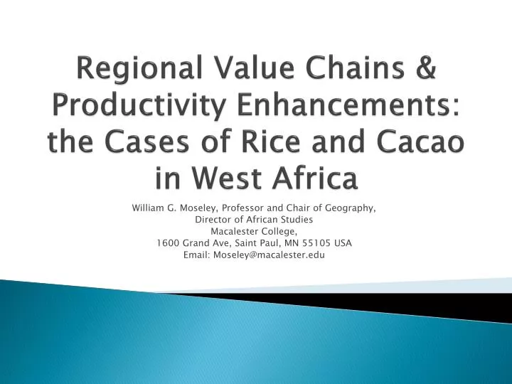 regional value chains productivity enhancements the cases of rice and cacao in west africa