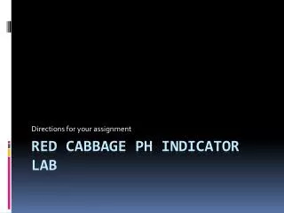 Red Cabbage pH Indicator Lab