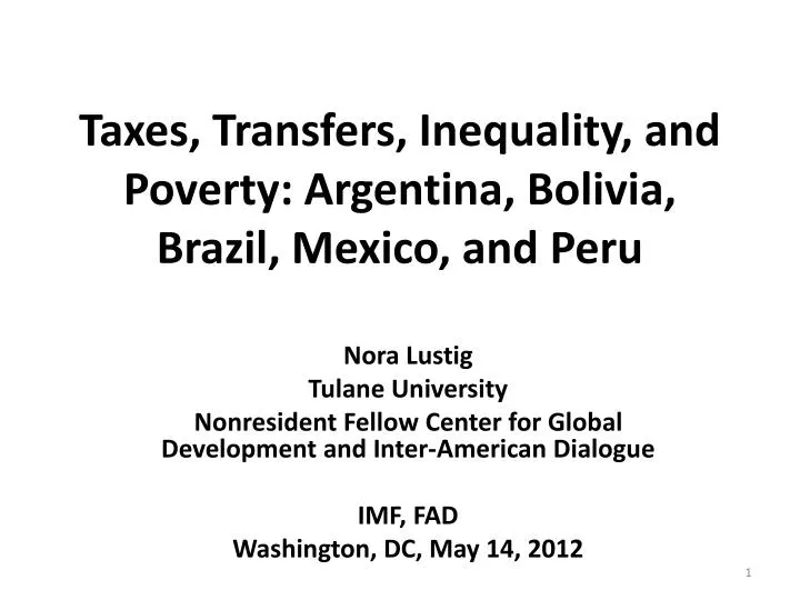 taxes transfers inequality and poverty argentina bolivia brazil mexico and peru