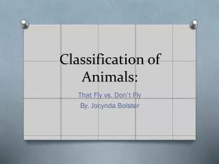 Classification of Animals: