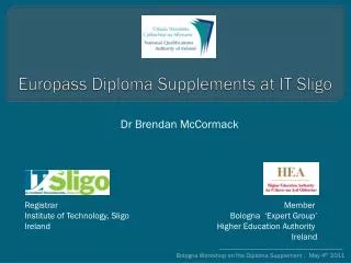 Europass Diploma Supplements at IT Sligo