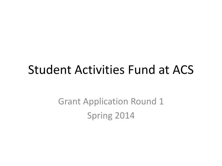 student activities fund at acs