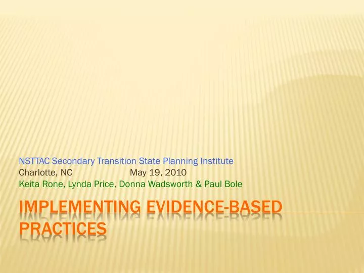 implementing evidence based practices