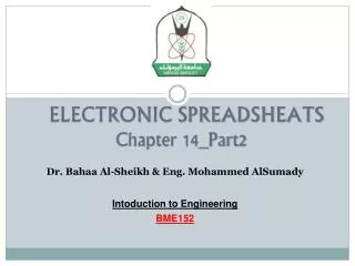 ELECTRONIC SPREADSHEATS Chapter 14_Part2