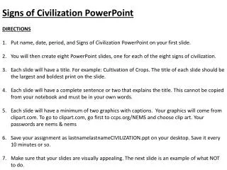 Signs of Civilization PowerPoint DIRECTIONS