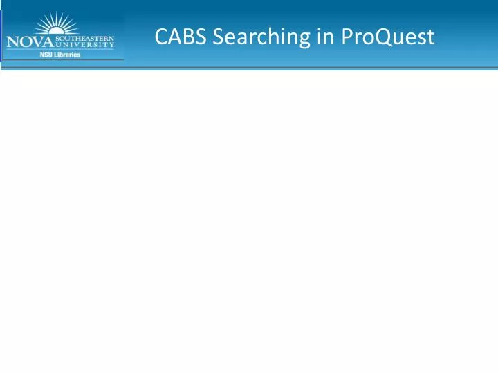 cabs searching in proquest