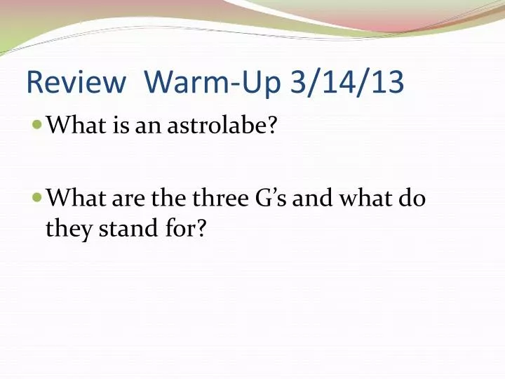 review warm up 3 14 13