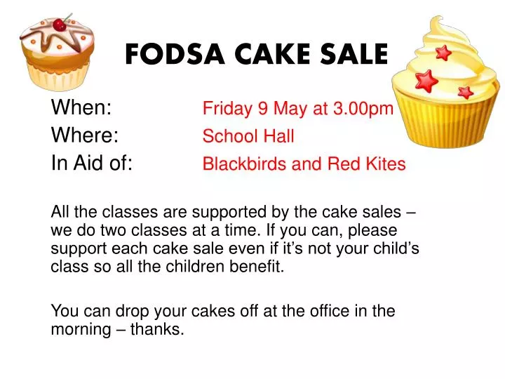 fodsa cake sale