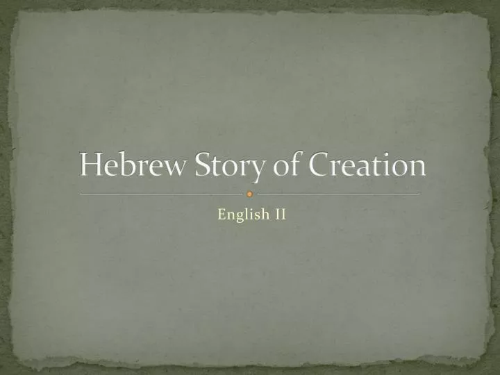 hebrew story of creation