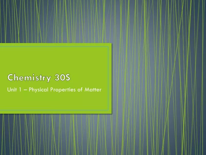 chemistry 30s