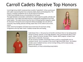 Carroll Cadets Receive Top Honors