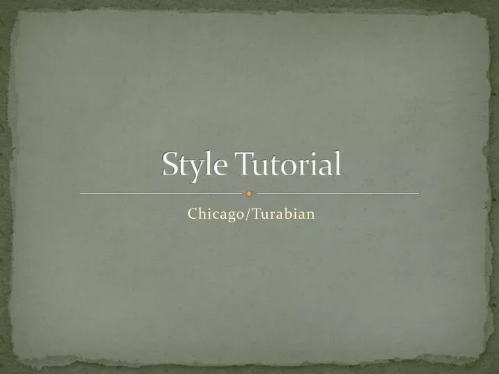 style tutorial