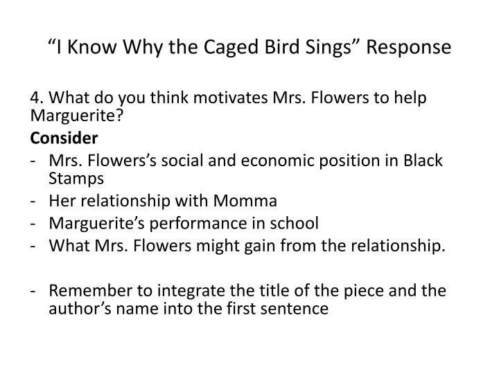 i know why the caged bird sings response