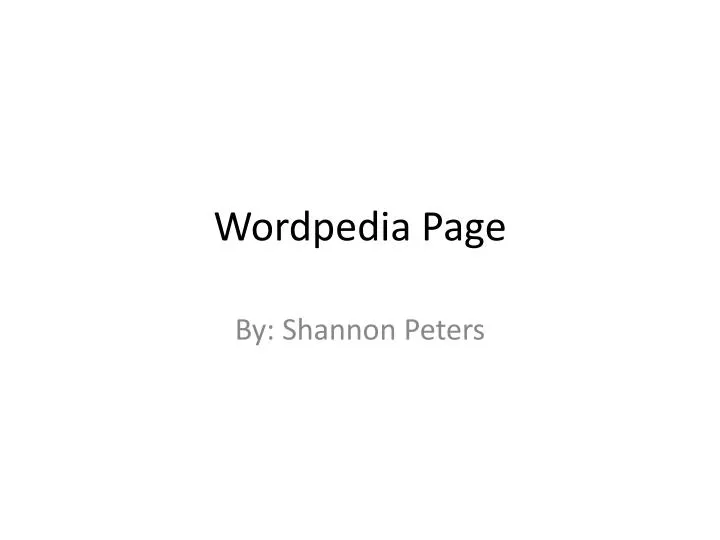 wordpedia page