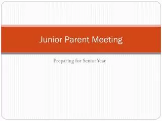 Junior Parent Meeting