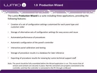 1.9 Production Wizard