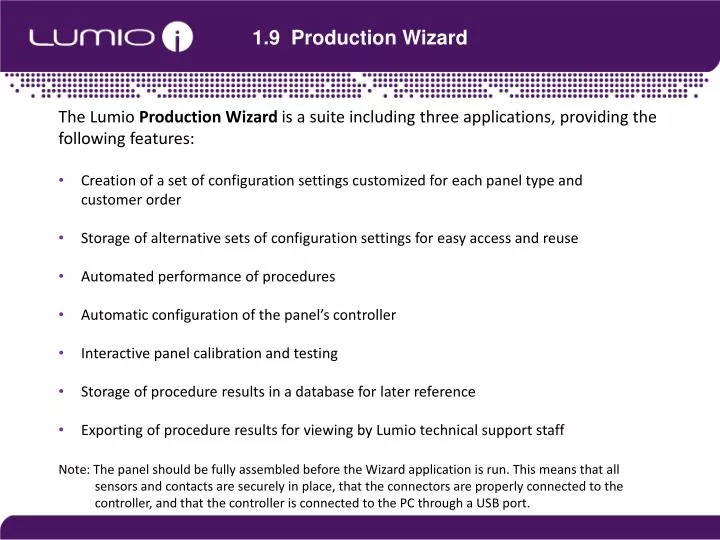 1 9 production wizard