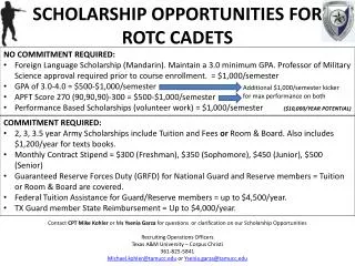SCHOLARSHIP OPPORTUNITIES FOR ROTC CADETS