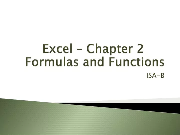 excel chapter 2 formulas and functions