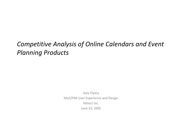 competitive analysis of online calendars and event planning products